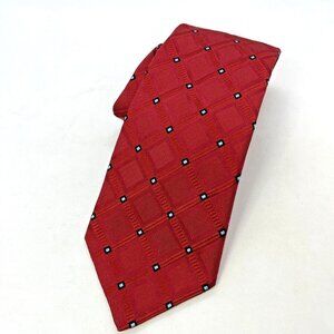 John W. Nordstrom Signed Red Embroidered 100% Silk Tie Black & White Points
